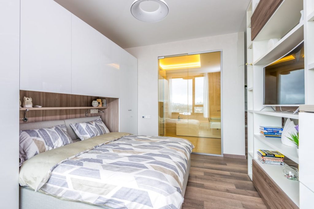 Minimal wardrobe or shelf with curated items