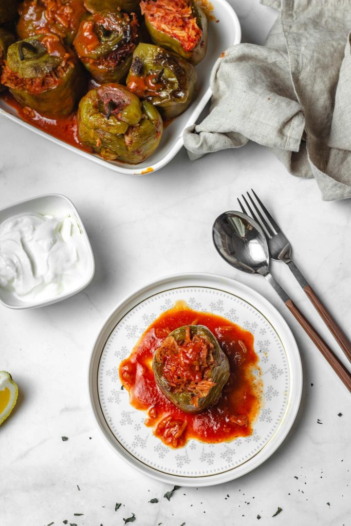 Stuffed Green Peppers with Tomato Sauce