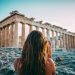 woman looking through the Athens