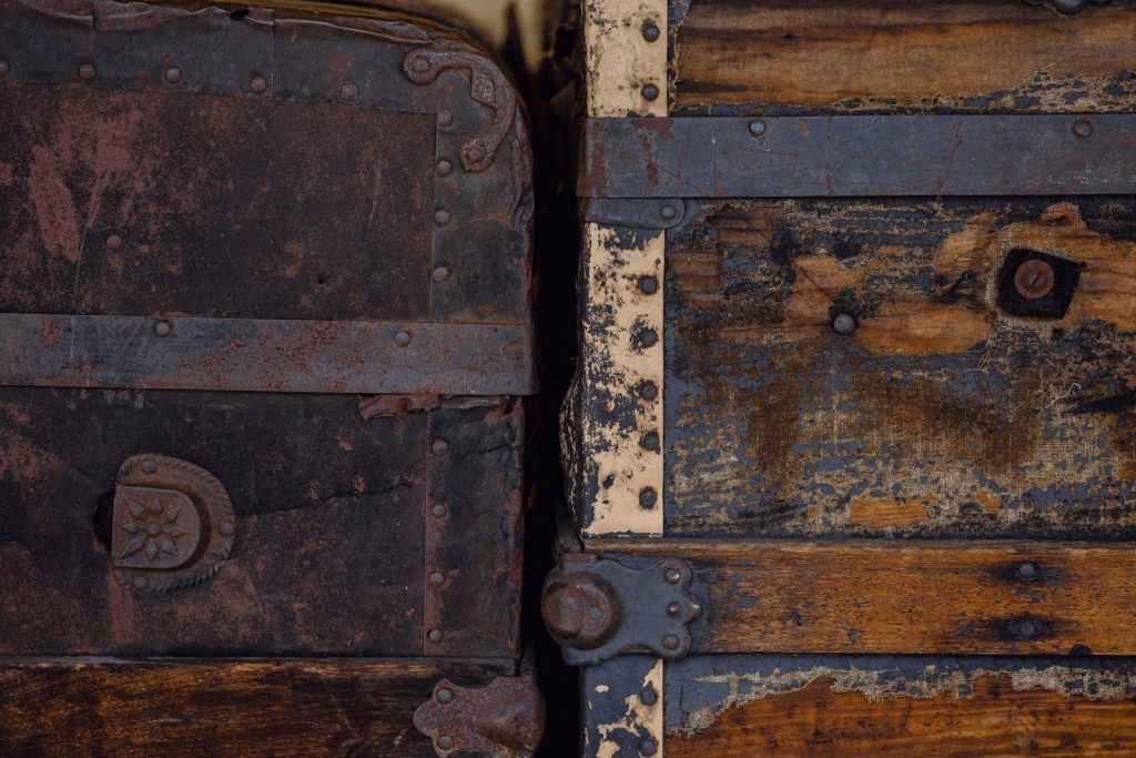 a close up of an old wooden door